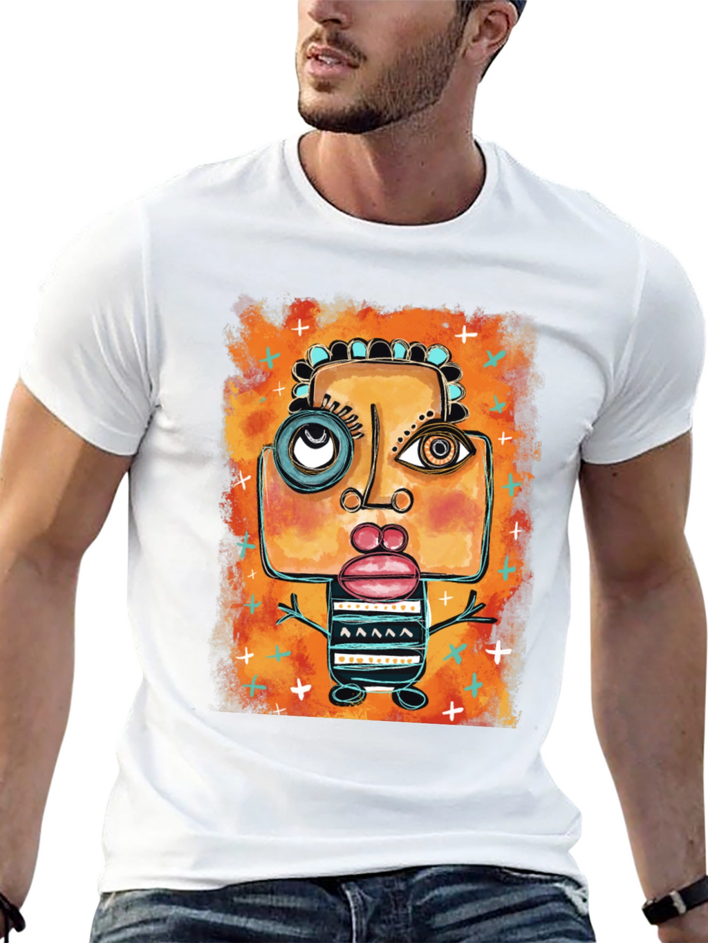 Abstract Art Graphic Print Black T-Shirt