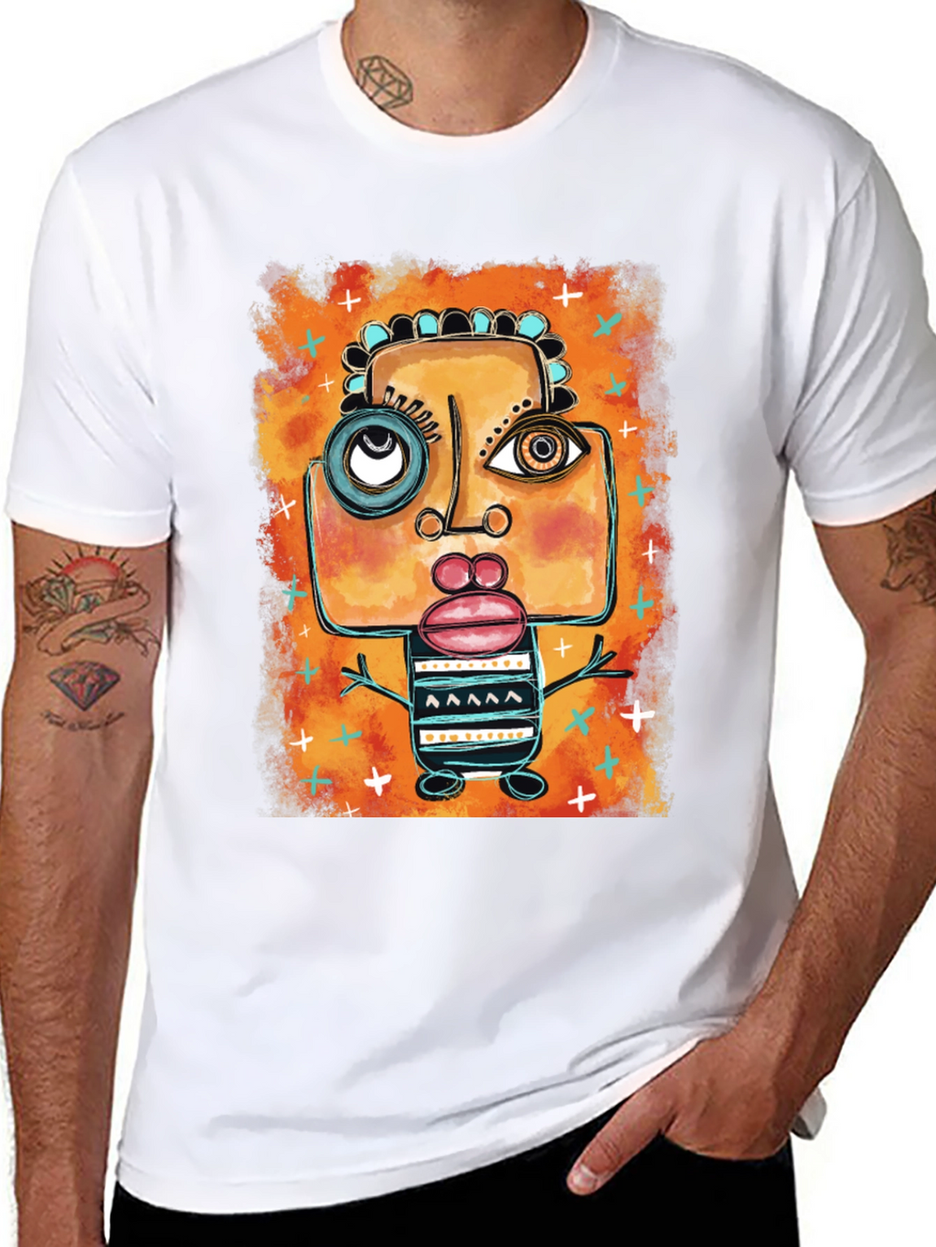 Abstract Art Graphic Print Black T-Shirt