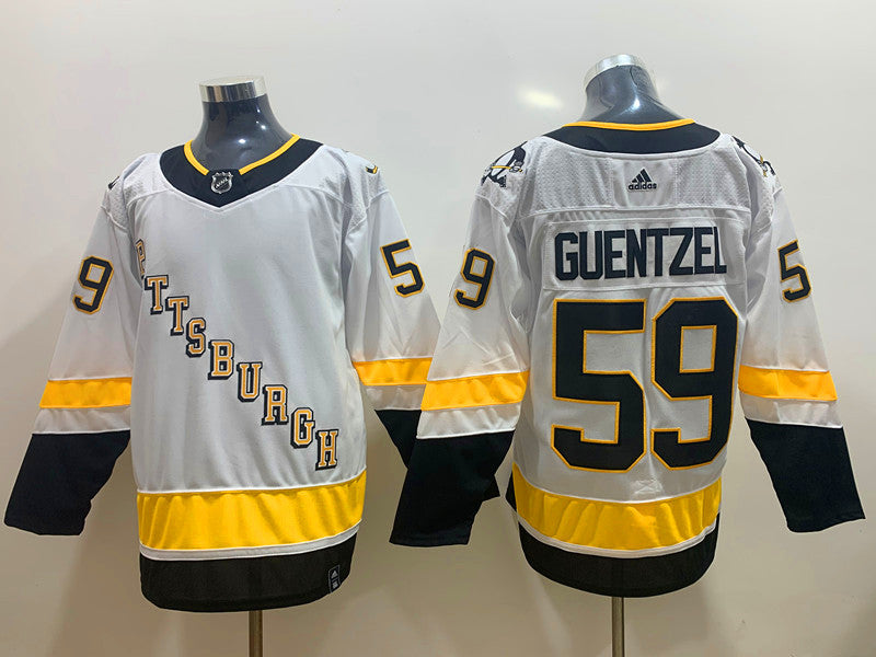 Men's Pittsburgh Penguins Jake Guentzel #59 White Player Game Jerseys