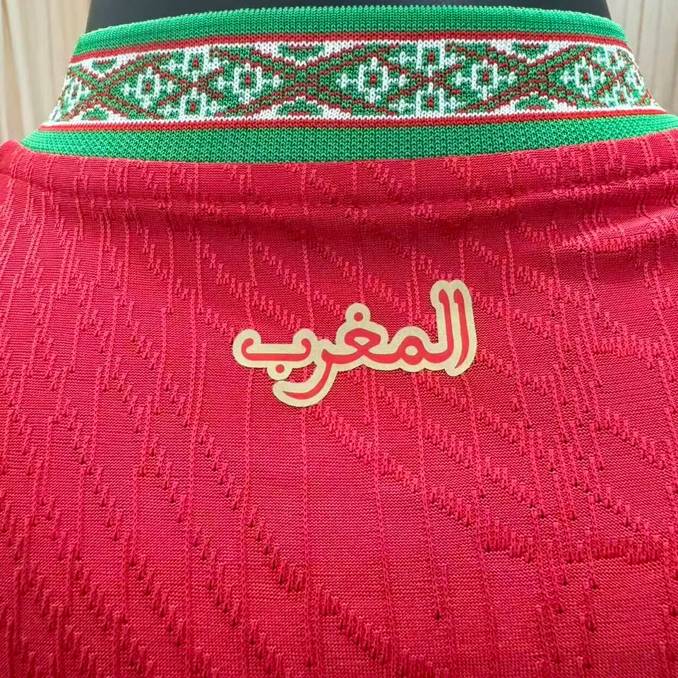 2026/27 Morocco Home Red Player Version Soccer Jersey Detail 3