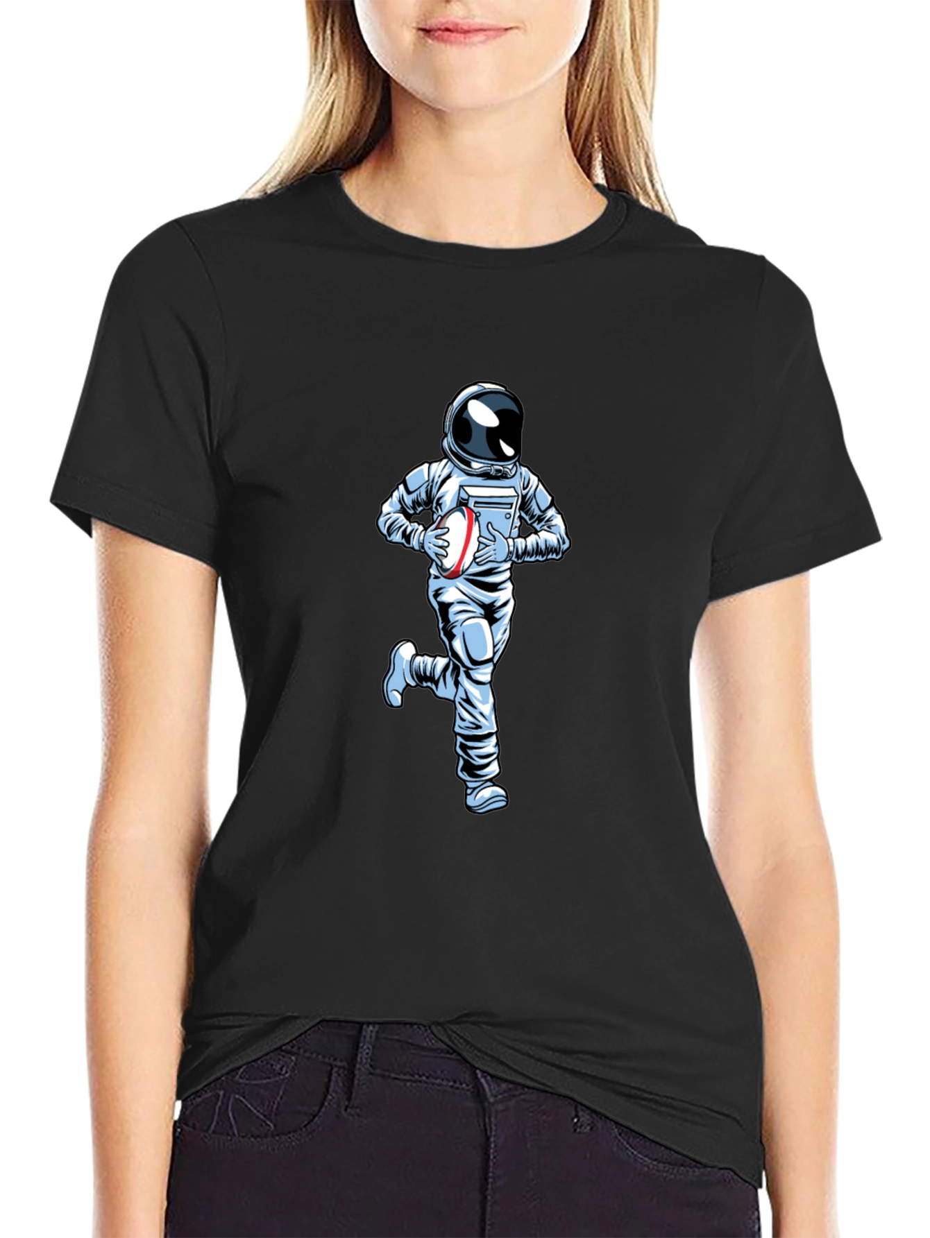 Astronaut Rugby T-Shirt - Black Cotton Tee