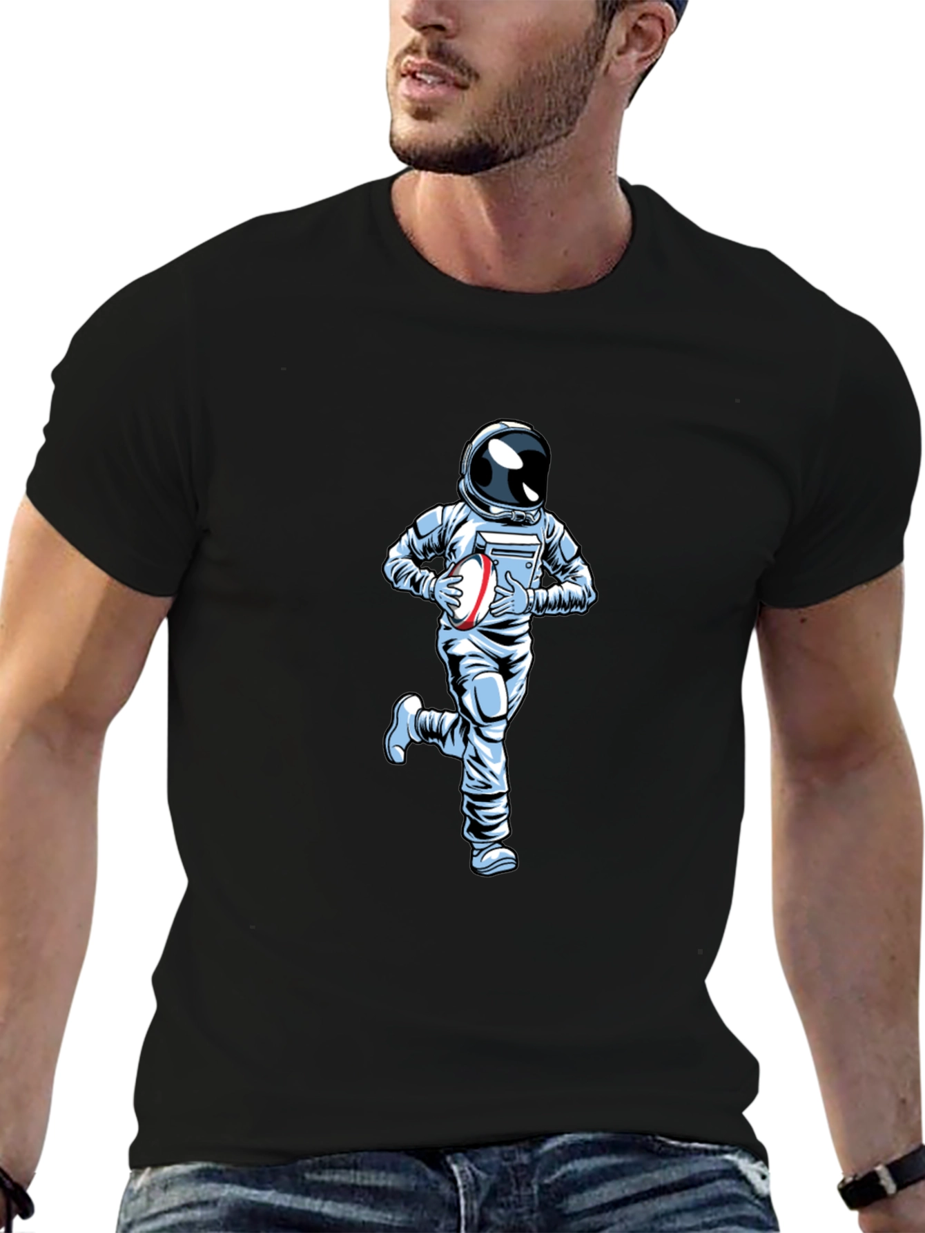 Astronaut Rugby T-Shirt - Black Cotton Tee