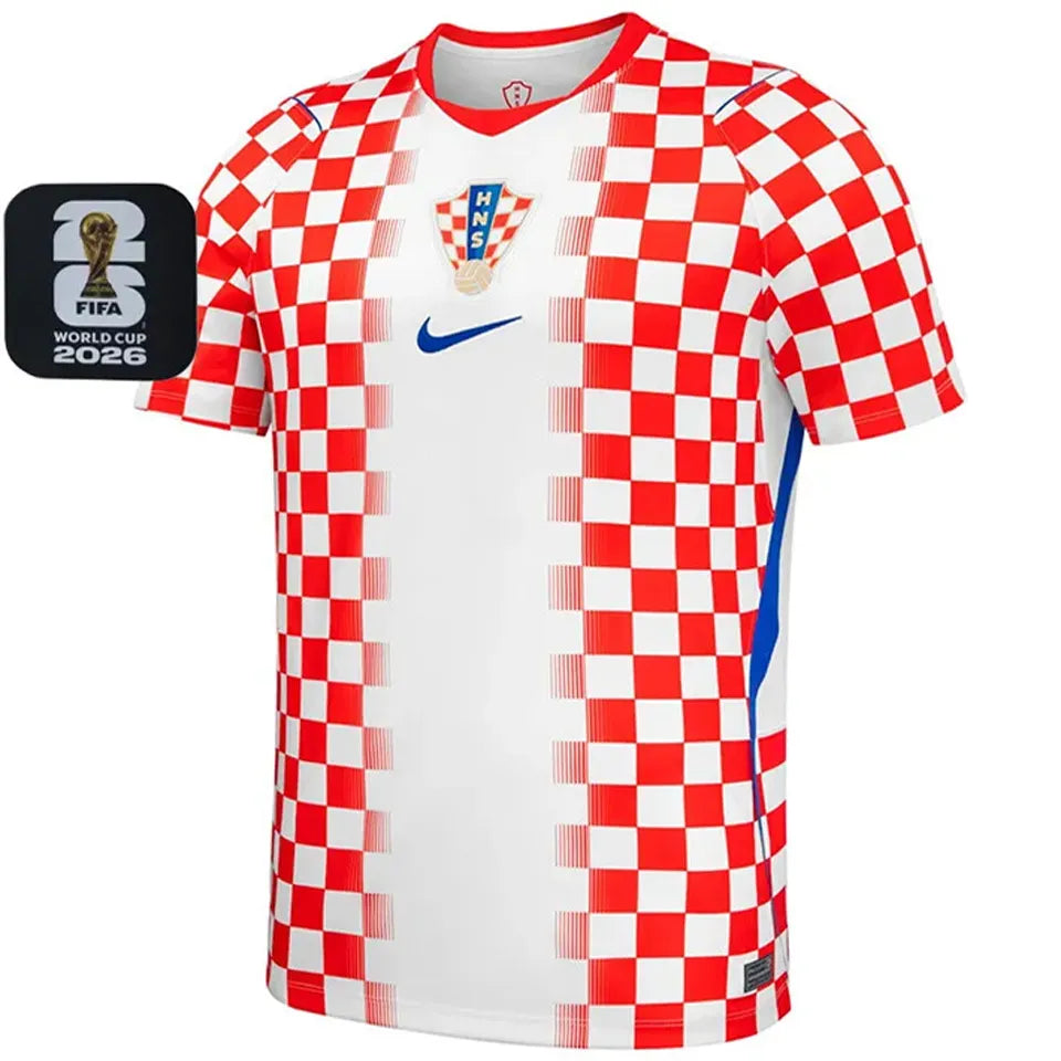 2026/27 Croatia Home Fans Soccer Jersey (Have Right Patch 有右臂章 黑底白字） Front
