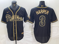 Men's Philadelphia Phillies Bryce Harper #3 Black Fashion Stitched Jerseys