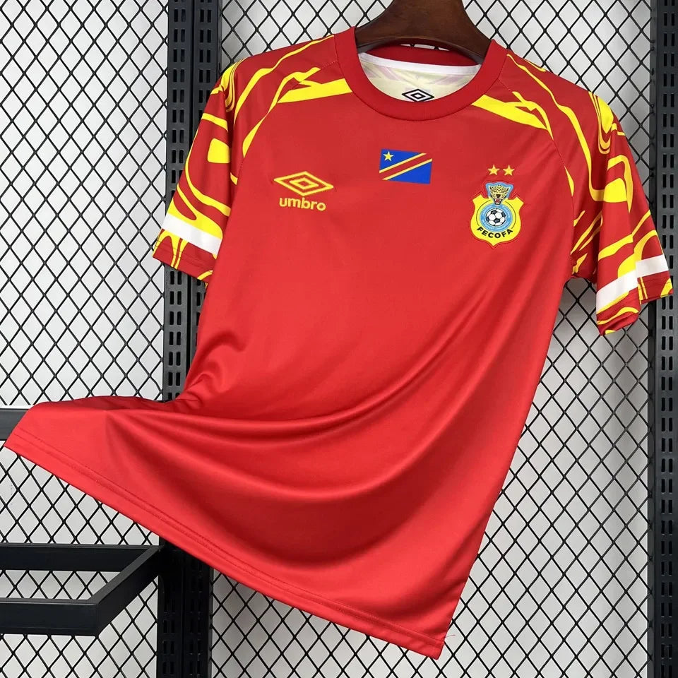 2024/25 Morocco Red Fans Soccer Jersey Detail 1