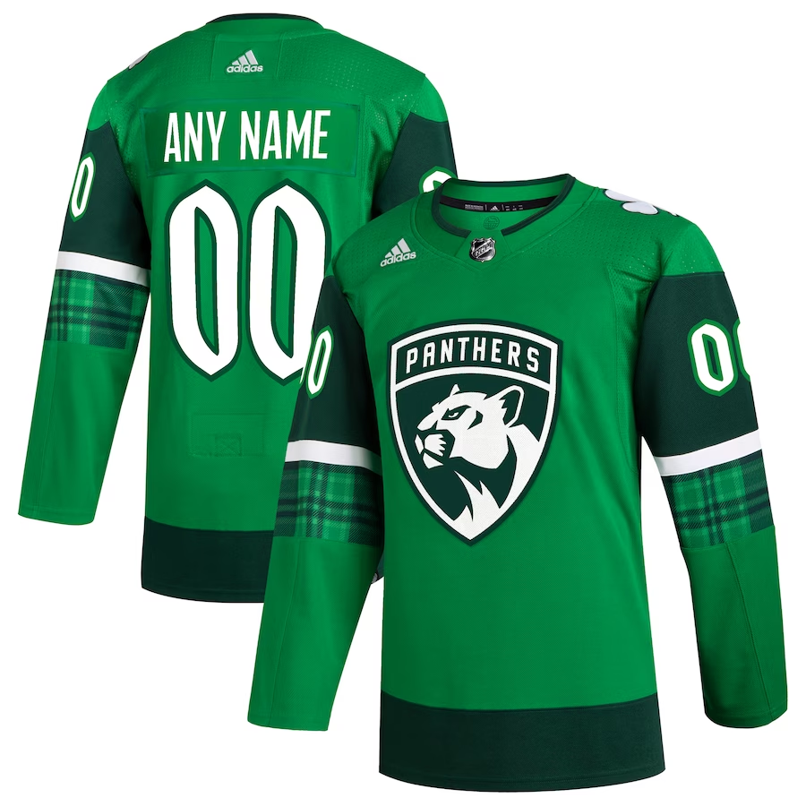 Men's Florida Panthers Kelly Green St. Patrick's Day Authentic Custom Jerseys
