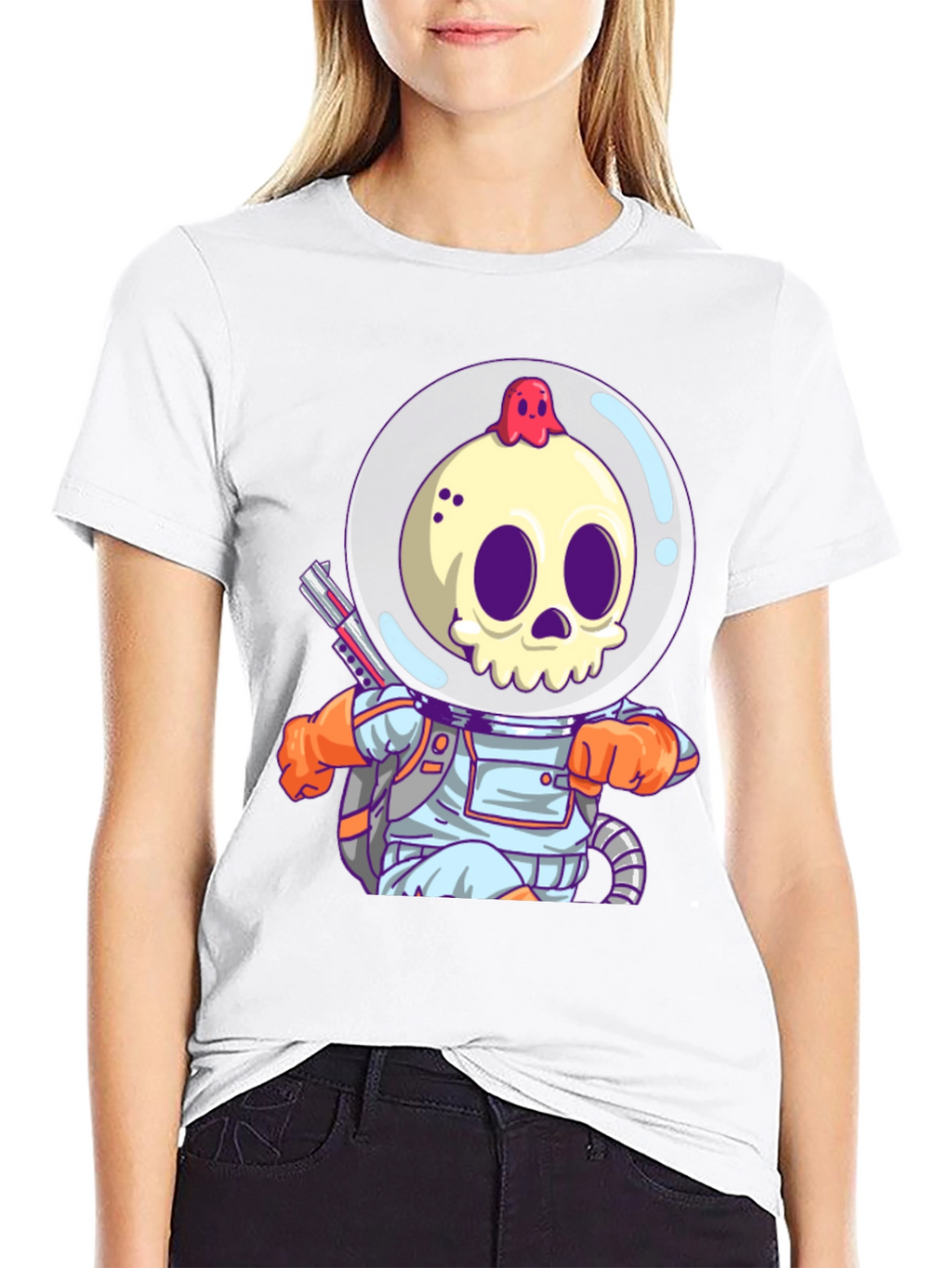 Astronaut Skull Graphic Tee - Spooky Space Style