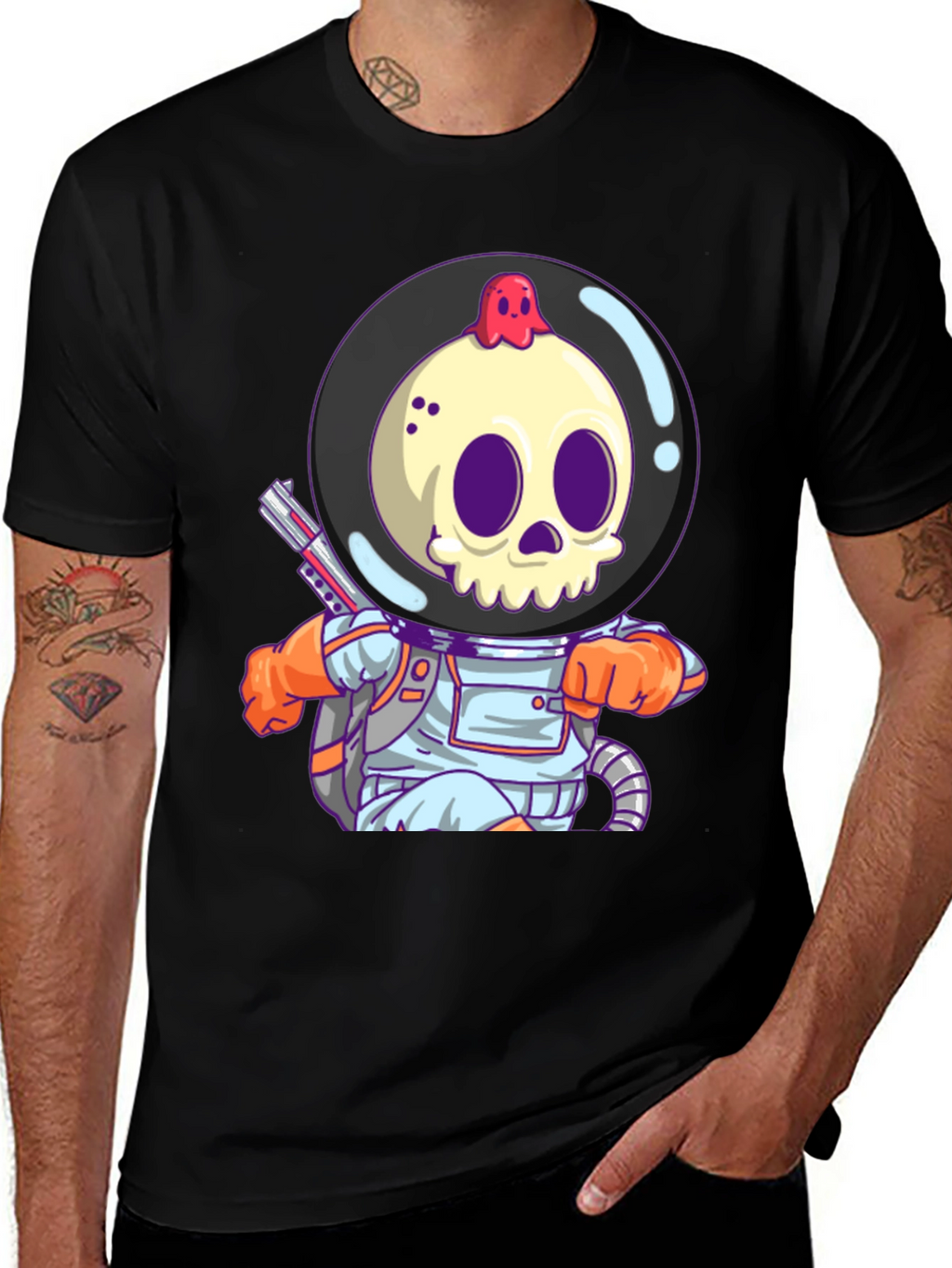 Astronaut Skull Graphic Tee - Spooky Space Style