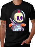 Astronaut Skull Graphic Tee - Spooky Space Style