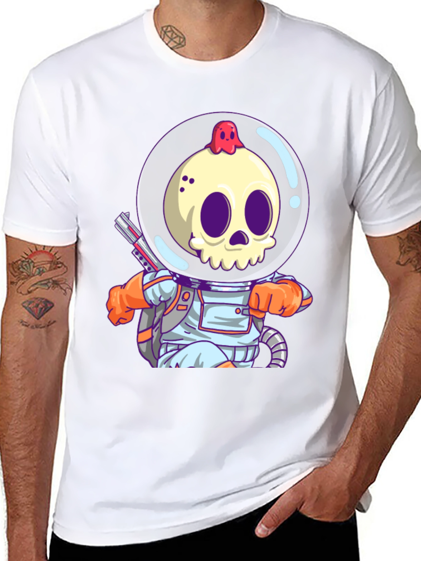 Astronaut Skull Graphic Tee - Spooky Space Style