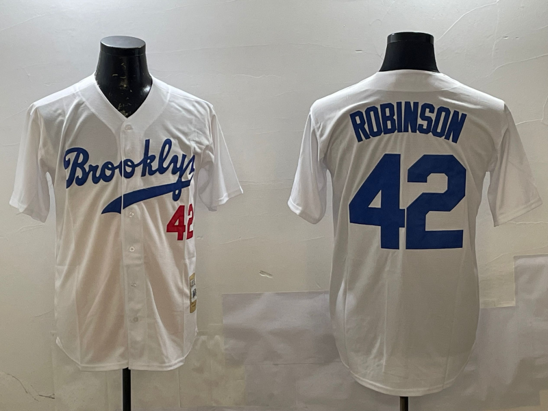 Men's Los Angeles Dodgers Jackie Robinson #42 White Cooperstown Collection Player Jerseys