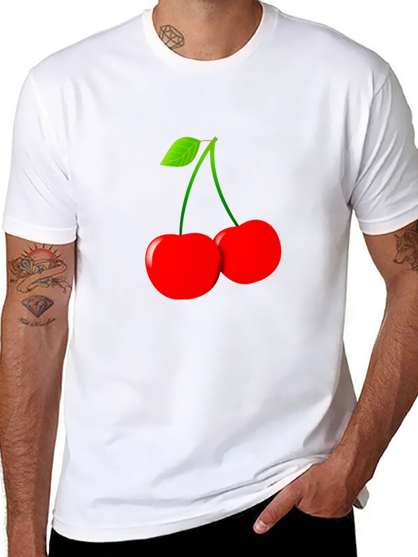 Black Cherry Graphic T-Shirt - Stylish Fruit Design