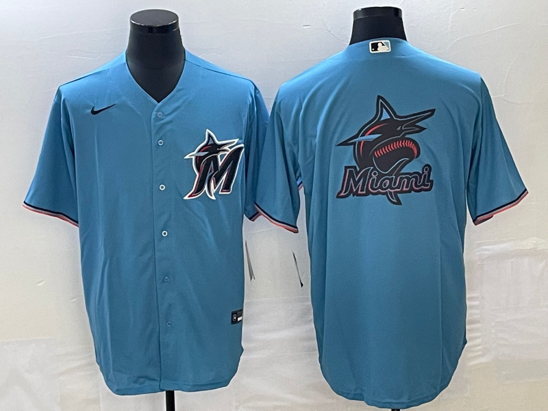 Men's Miami Marlins Blue Alternate Replica Team Jerseys