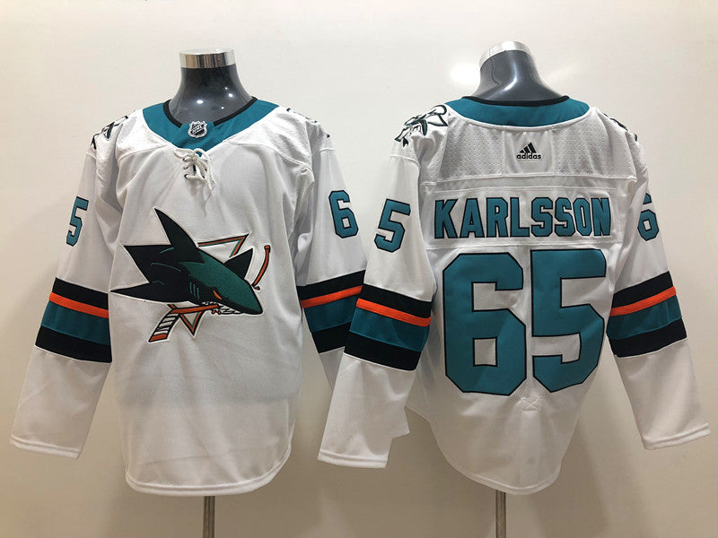 Men's San Jose Sharks Erik Karlsson #65 White Breakaway Player Jerseys