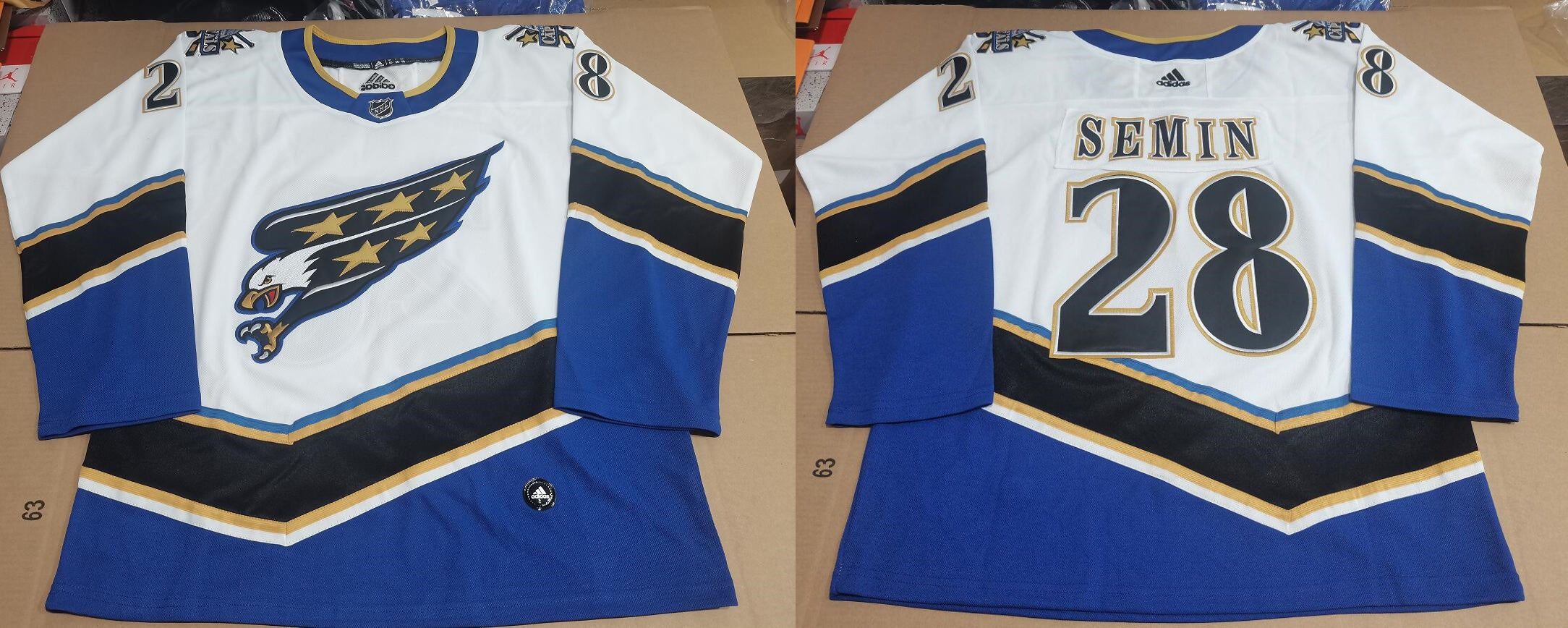 Men's Washington Capitals Alexander Semin #28 White Blue Game Jerseys