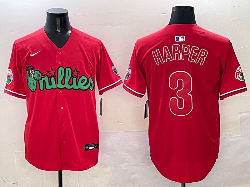 Men's Philadelphia Phillies Bryce Harper #3 Red Player Game Jerseys