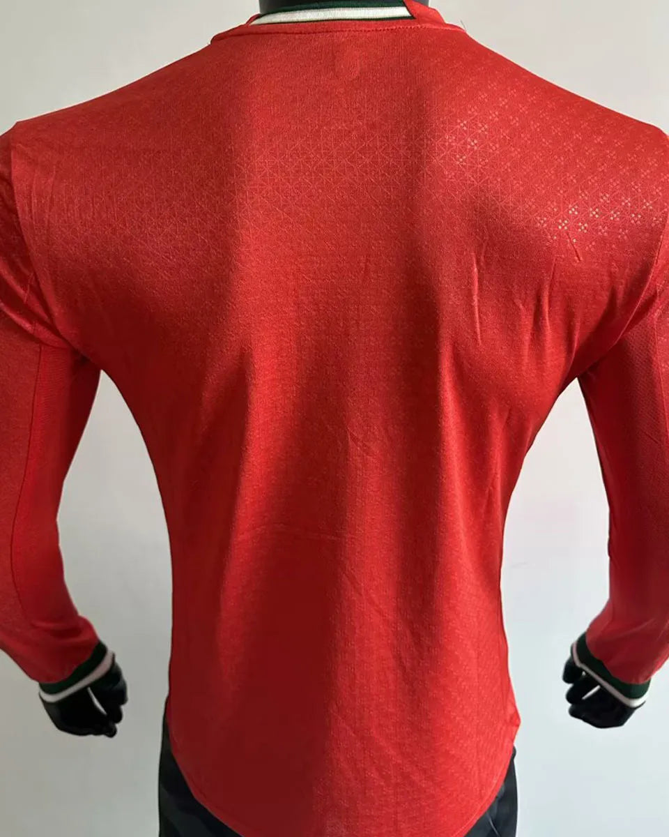 2025/26 Portugal Home Red Long Sleeve Player Version Soccer Jersey Back
