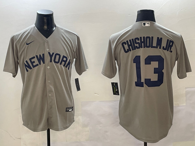 Men's New York Yankees Jazz Chisholm Jr. #13 Gray Away Limited Player Jerseys