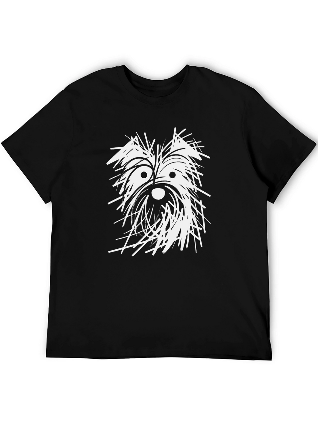 Dog Sketch Graphic Tee - Black Cotton T-Shirt