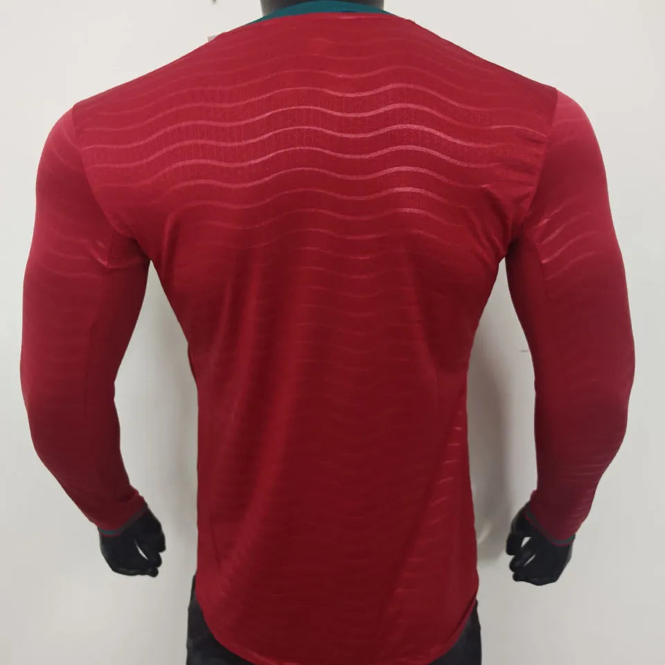 2026/27 Portugal Home Red Player Version Long Sleeve Soccer Jersey Back