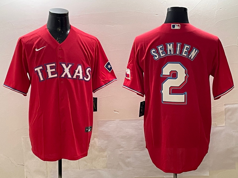 Men's Texas Rangers Marcus Semien #2 Red Replica Player Jerseys
