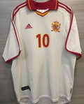 2000 Spain Away White Retro Soccer Jersey Front