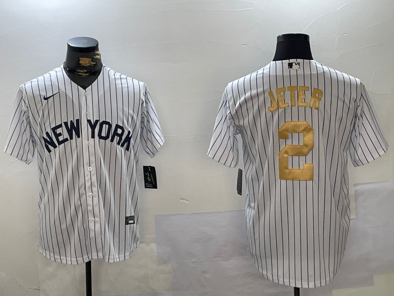 Men's New York Yankees Derek Jeter #2 White Player Game Jerseys