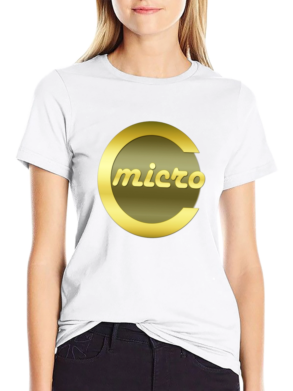 Micro T-Shirt - Stylish Gold Logo on Black Tee