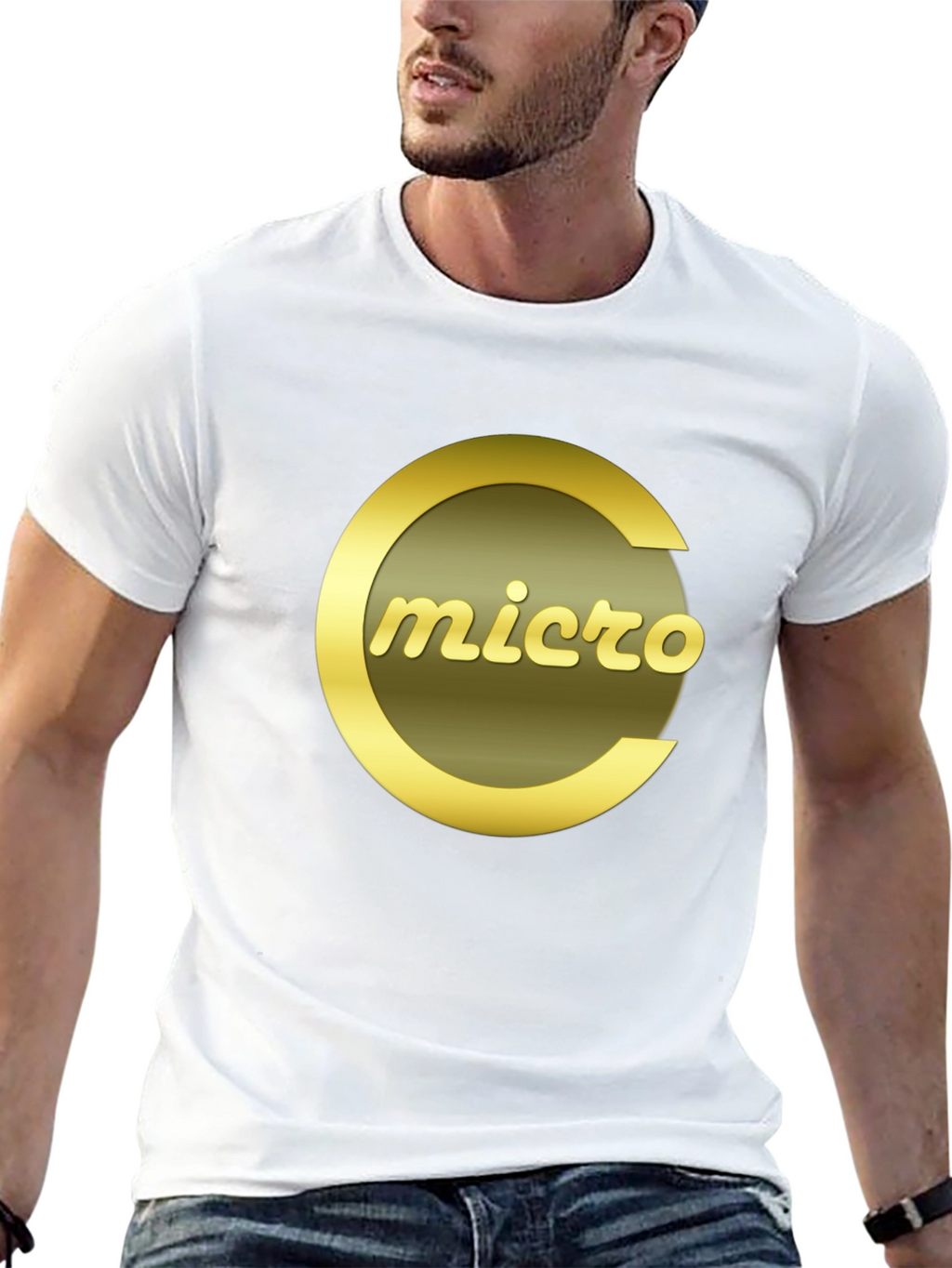 Micro T-Shirt - Stylish Gold Logo on Black Tee