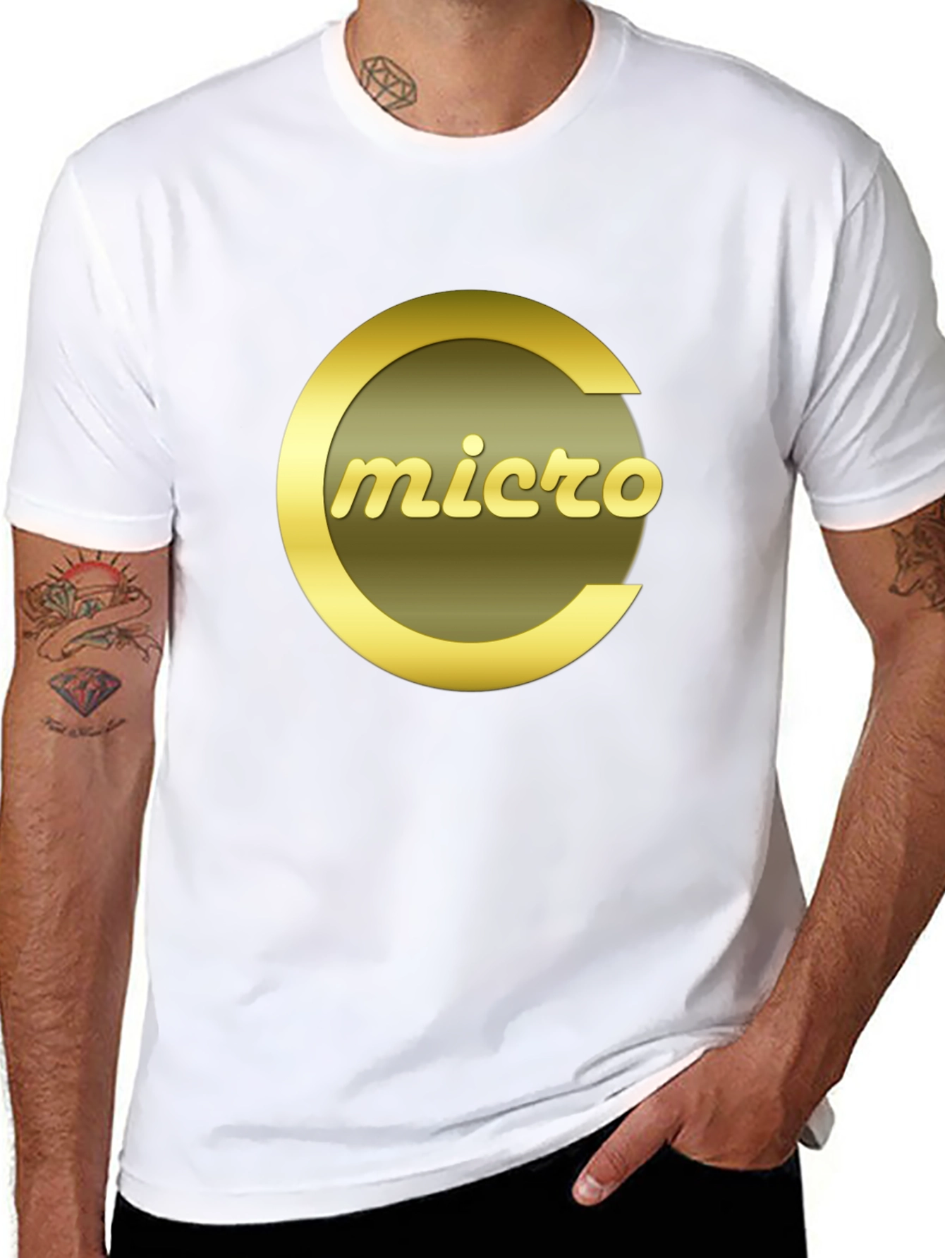 Micro T-Shirt - Stylish Gold Logo on Black Tee