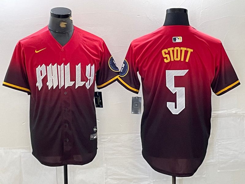 Men's Philadelphia Phillies Bryson Stott #5 Red 2024 City Connect Limited Player Jerseys