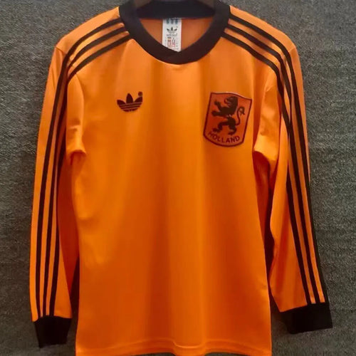 1980 NL Home Orange Retro Long Sleeve Jersey Front