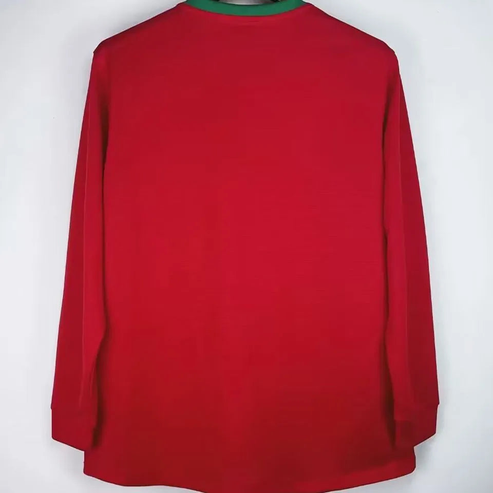 2012 Portugal Home Retro Long Sleeve Soccer Jersey Back