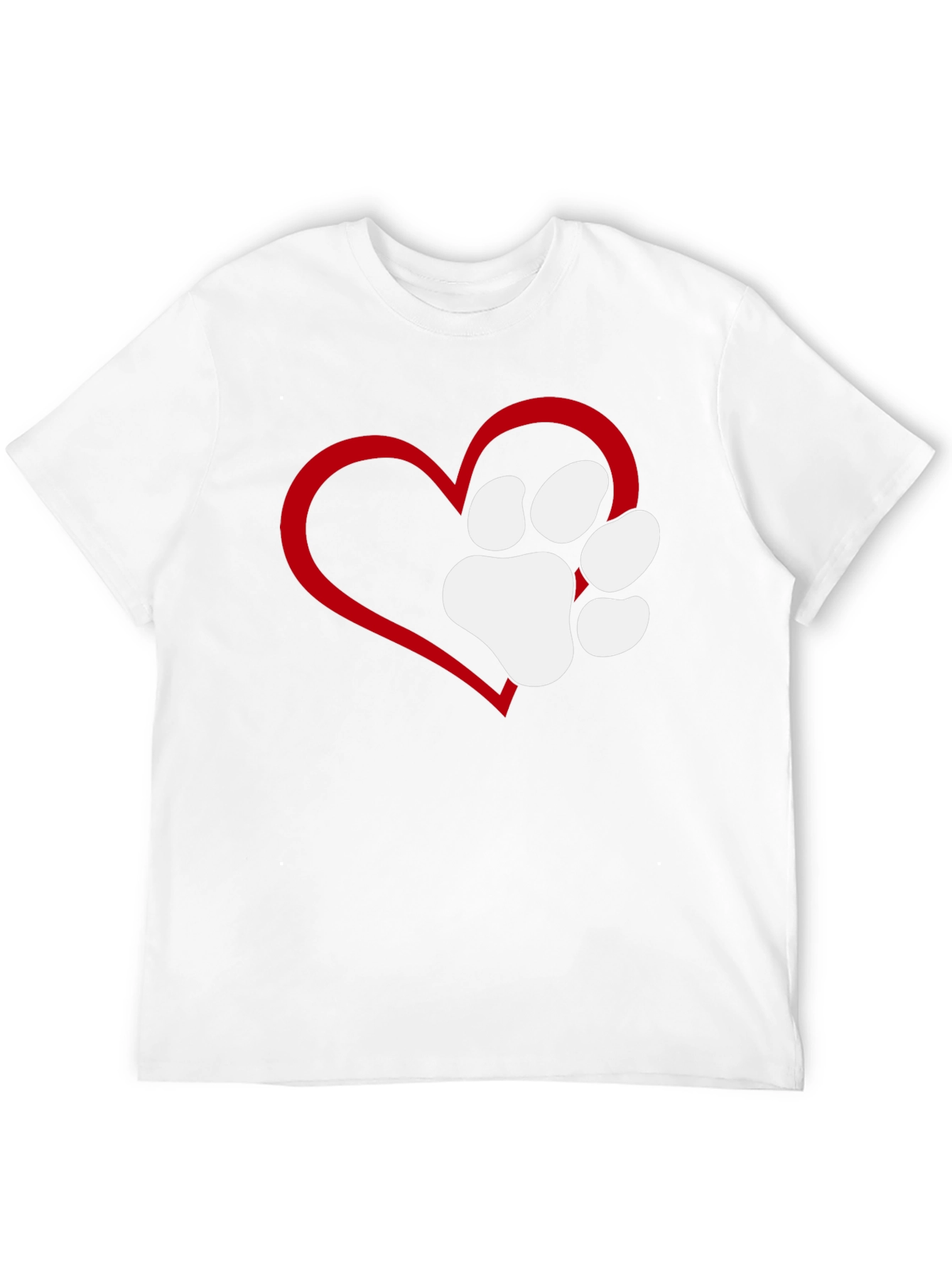 Heart Paw Print T-Shirt - Black Casual