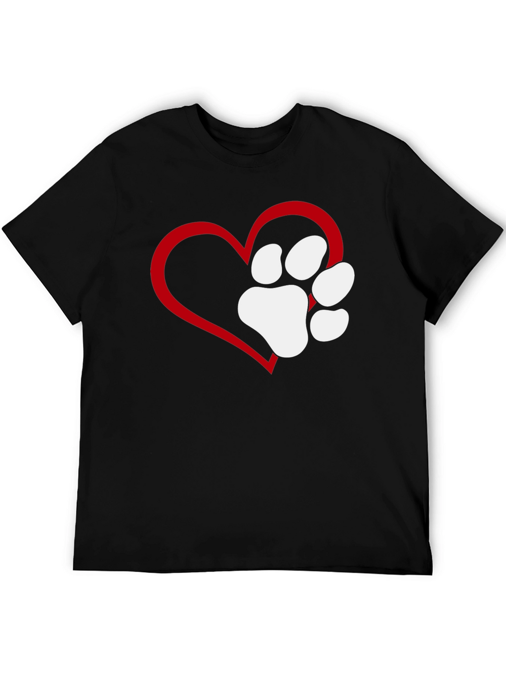 Heart Paw Print T-Shirt - Black Casual