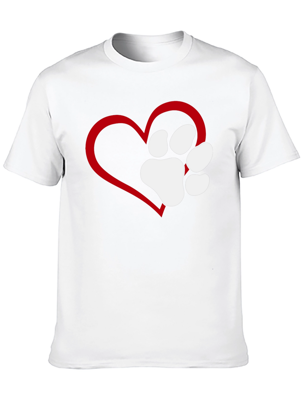 Heart Paw Print T-Shirt - Black Casual