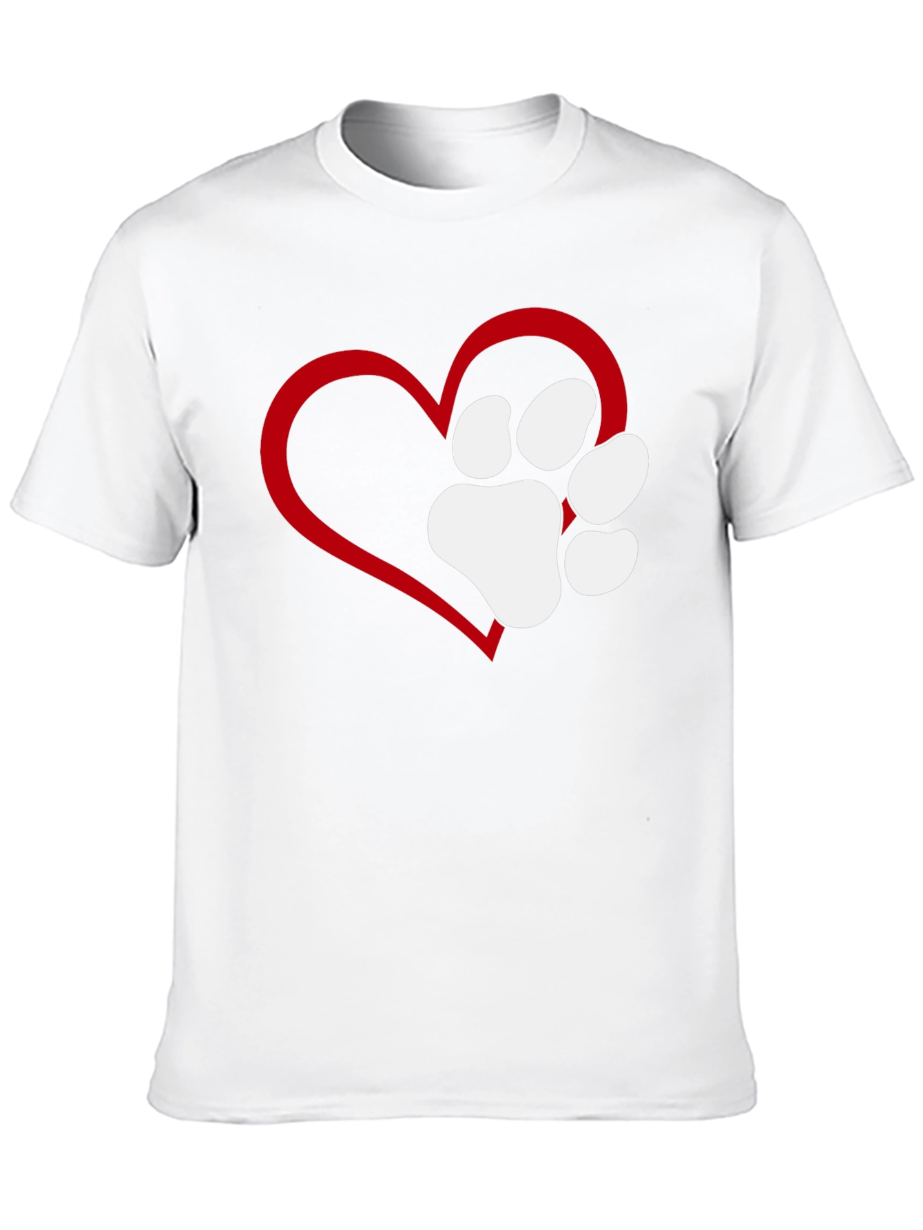 Heart Paw Print T-Shirt - Black Casual