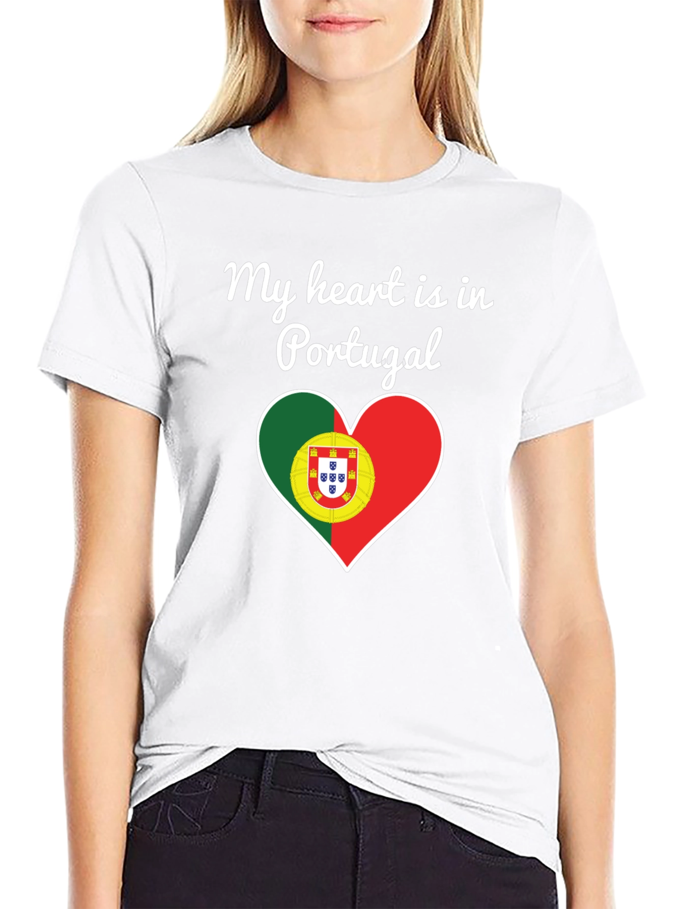 Portugal Heart Flag Graphic Tee - Country Pride T-Shirt