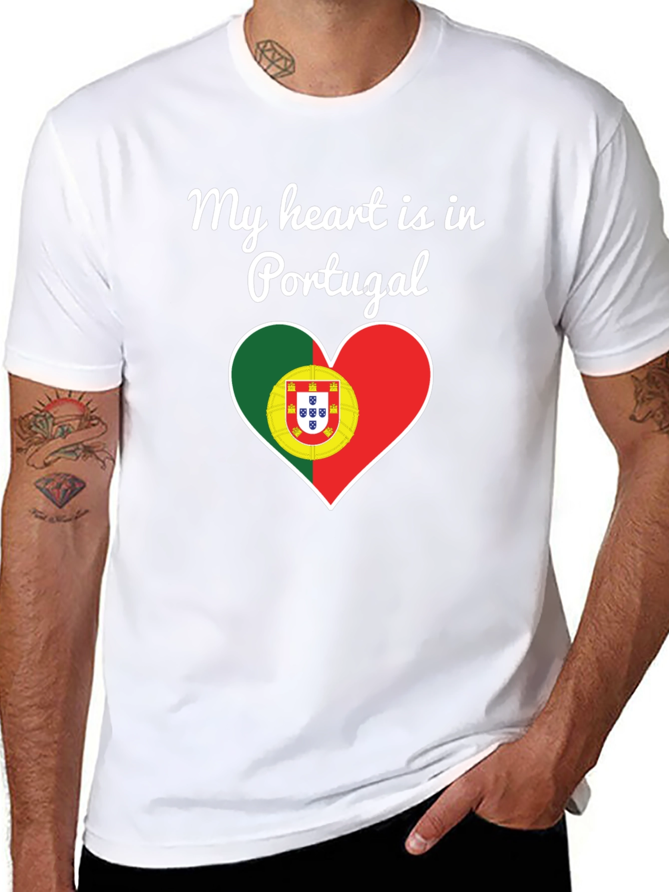 Portugal Heart Flag Graphic Tee - Country Pride T-Shirt