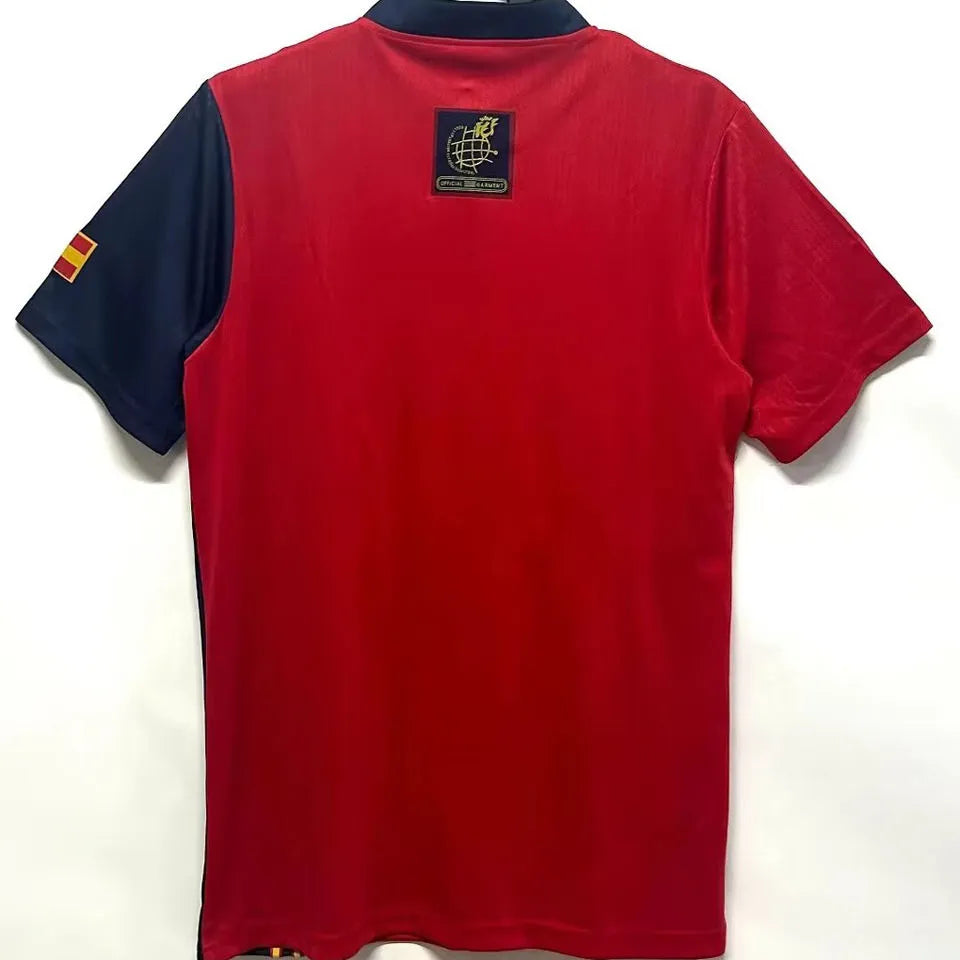 1996 Spain Home Red Retro Soccer Jersey Back