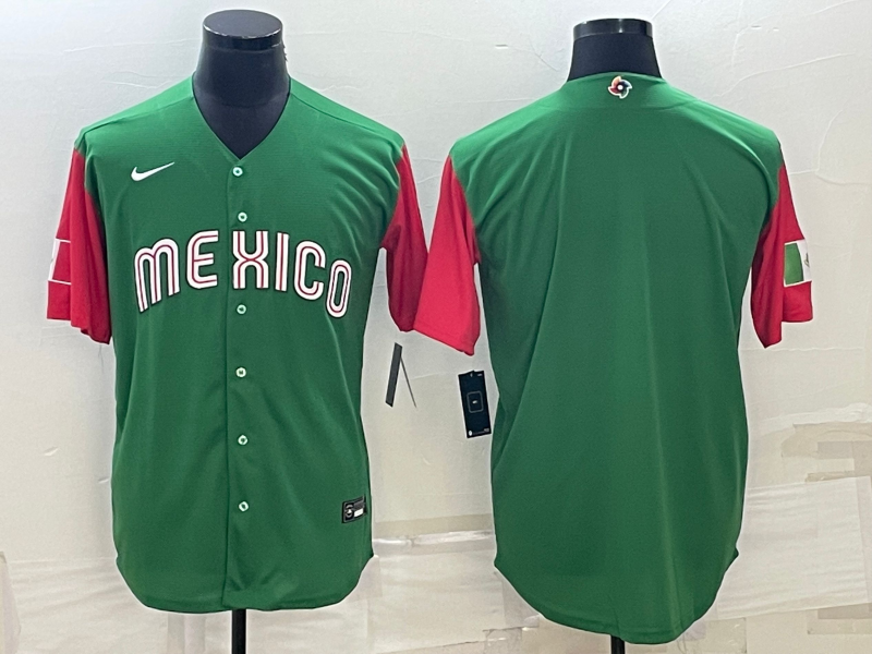 Men's 2023 World Baseball Classic Mexico Green/Red Blank Jerseys