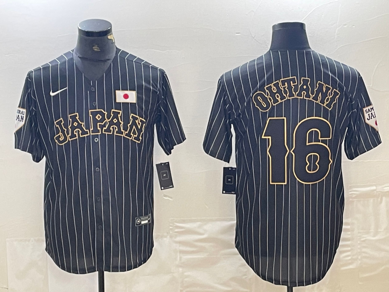 Men's 2023 World Baseball Classic #16 Shohei Ohtani Japan Black Player Jerseys