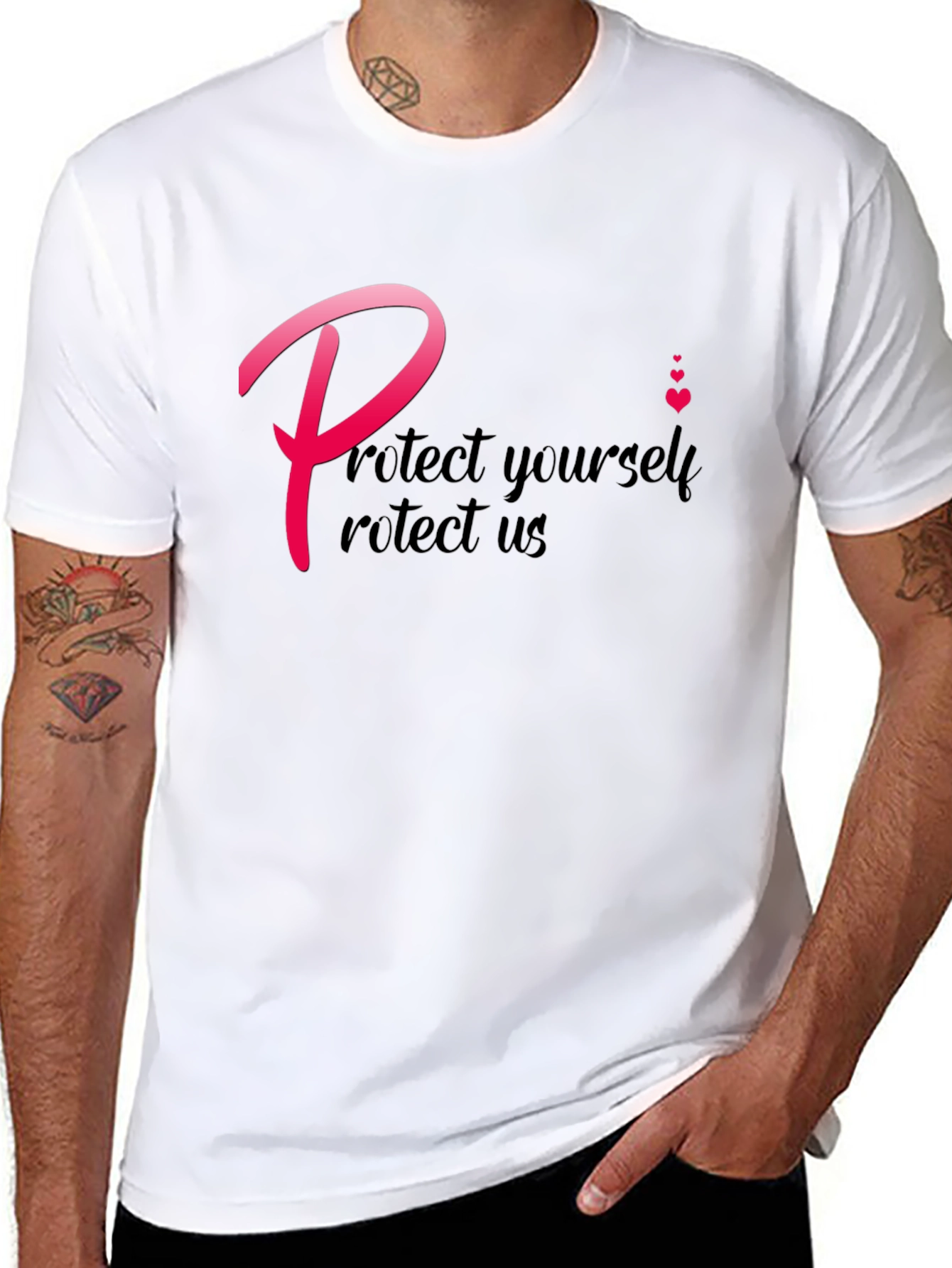 Protect Yourself T-Shirt - Black Crew Neck Tee