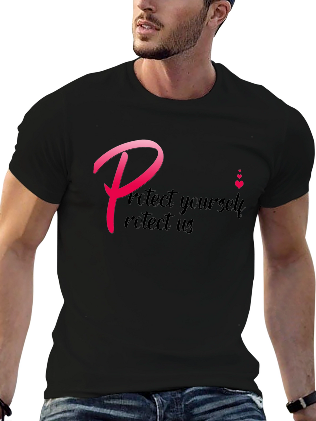 Protect Yourself T-Shirt - Black Crew Neck Tee