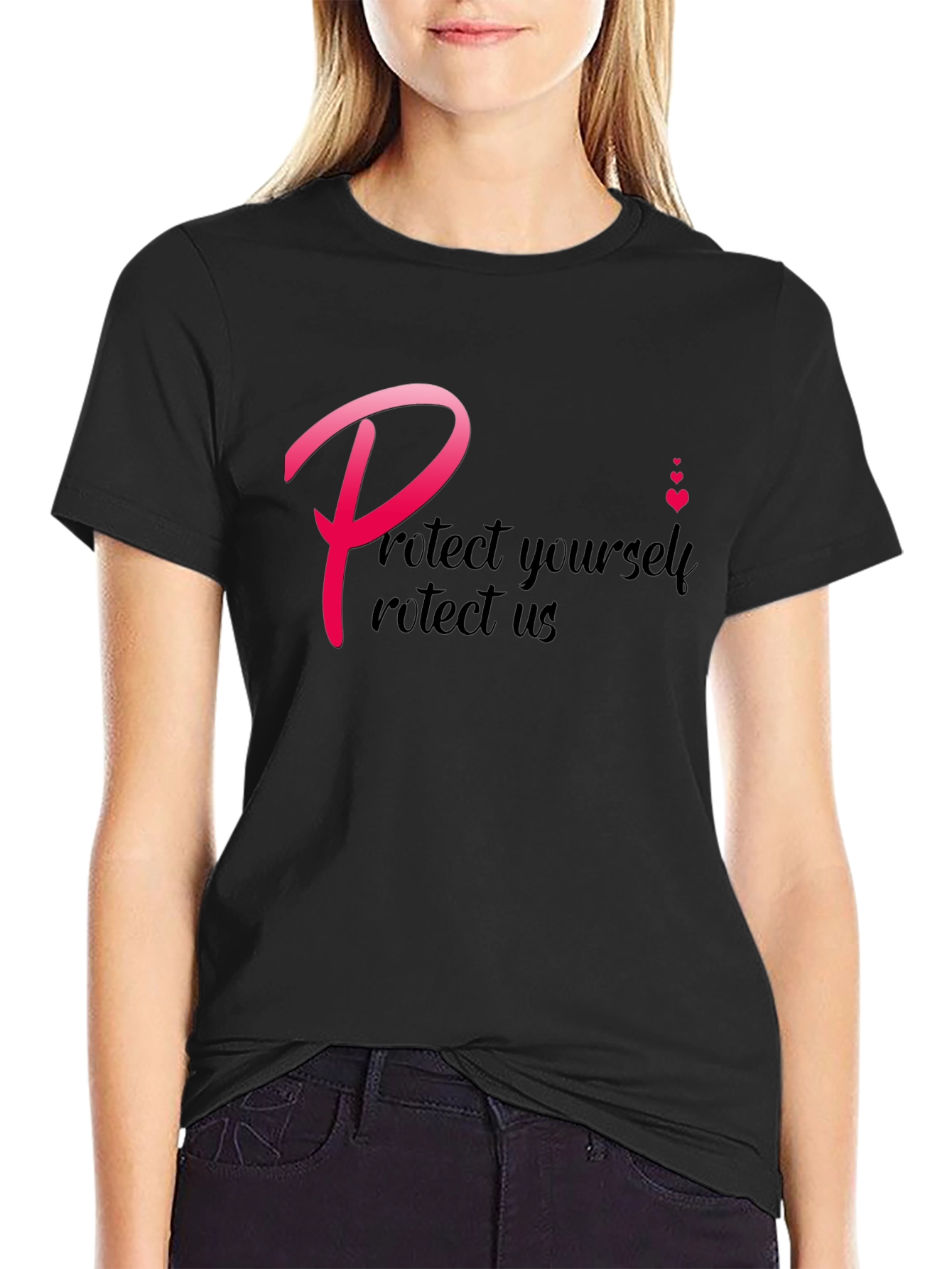 Protect Yourself T-Shirt - Black Crew Neck Tee