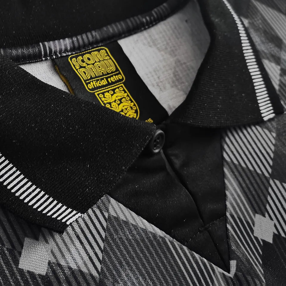 1990 England Black Special Version Retro Soccer Jersey(Have umbro 有茵宝) Detail 4