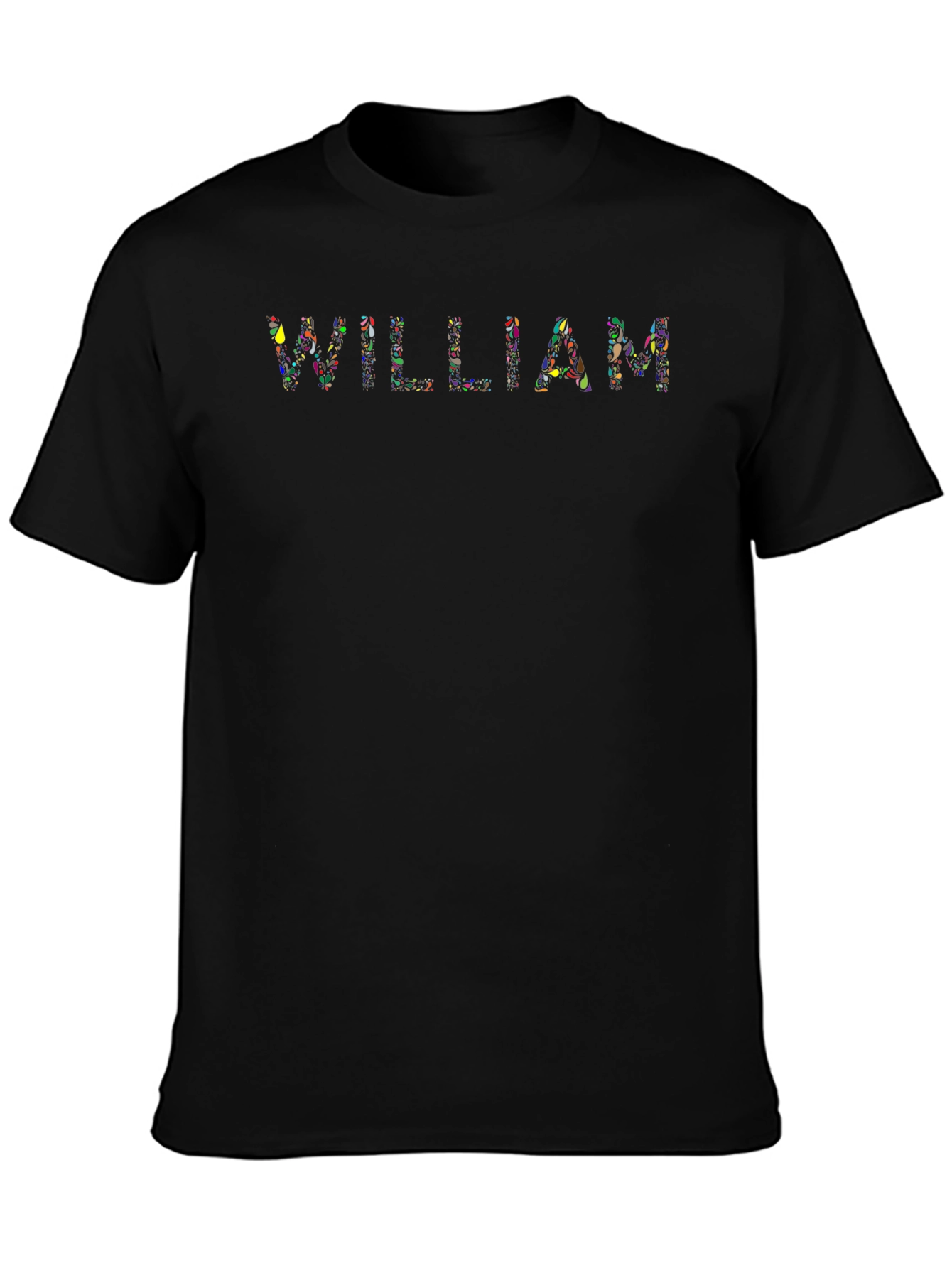 William Floral Text Black T-Shirt