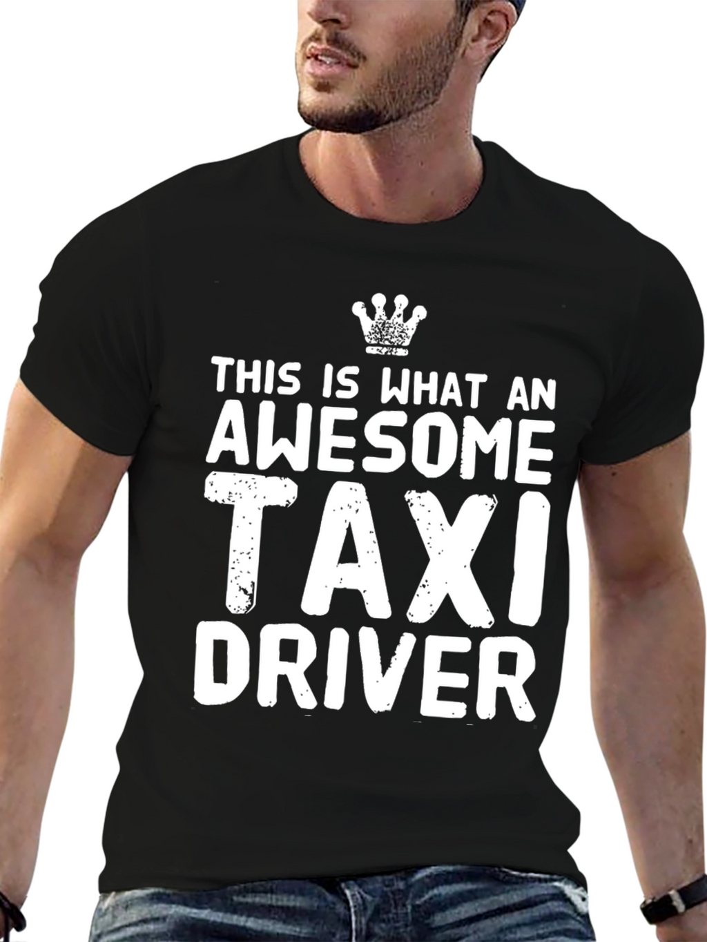 Awesome Taxi Driver T-Shirt - Black Crew Neck