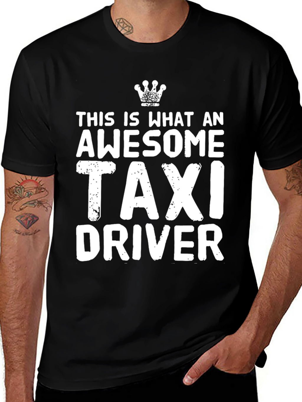Awesome Taxi Driver T-Shirt - Black Crew Neck