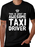 Awesome Taxi Driver T-Shirt - Black Crew Neck